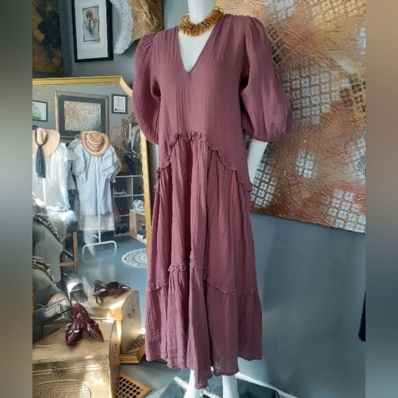 Zara Deep Red Long Sleeve Dress - Picture 11 of 15